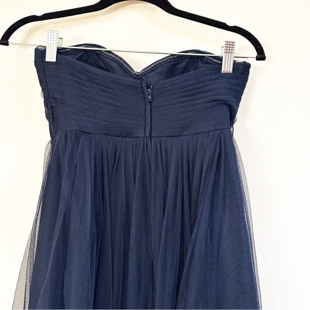 Jenny Yoo Strapless Tulle Tea Length Dress in Navy Size 0 - Picture 5 of 7